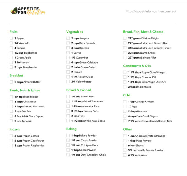 40-30-30 Weight Loss Meal Plan (7days)